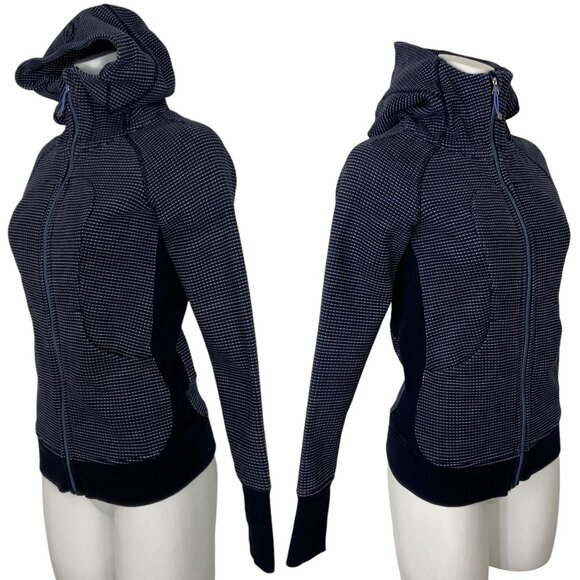Lululemon Scuba Hoodie Sweatshirt 4 Double Dot Naval Blue Lullaby Thumb Holes - Picture 3 of 12